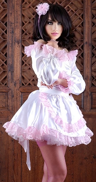 satin french maid with long sleeves 12