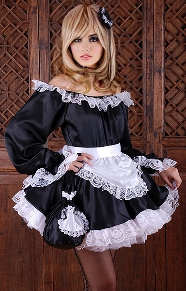 satin french maid with long sleeves 13